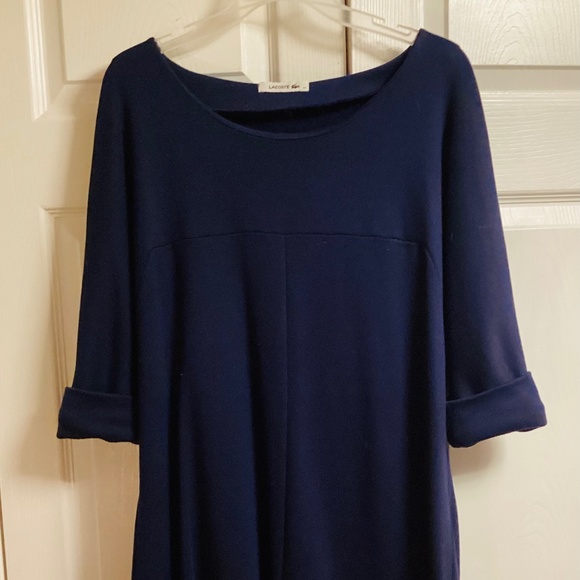New Lacoste Navy Sheath dress 3/4 sleeve Stretch - Picture 2 of 5